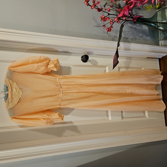 Chasing Unicorns Silk Cotton embroidered crochet trim duster dress - Picture 6 of 7